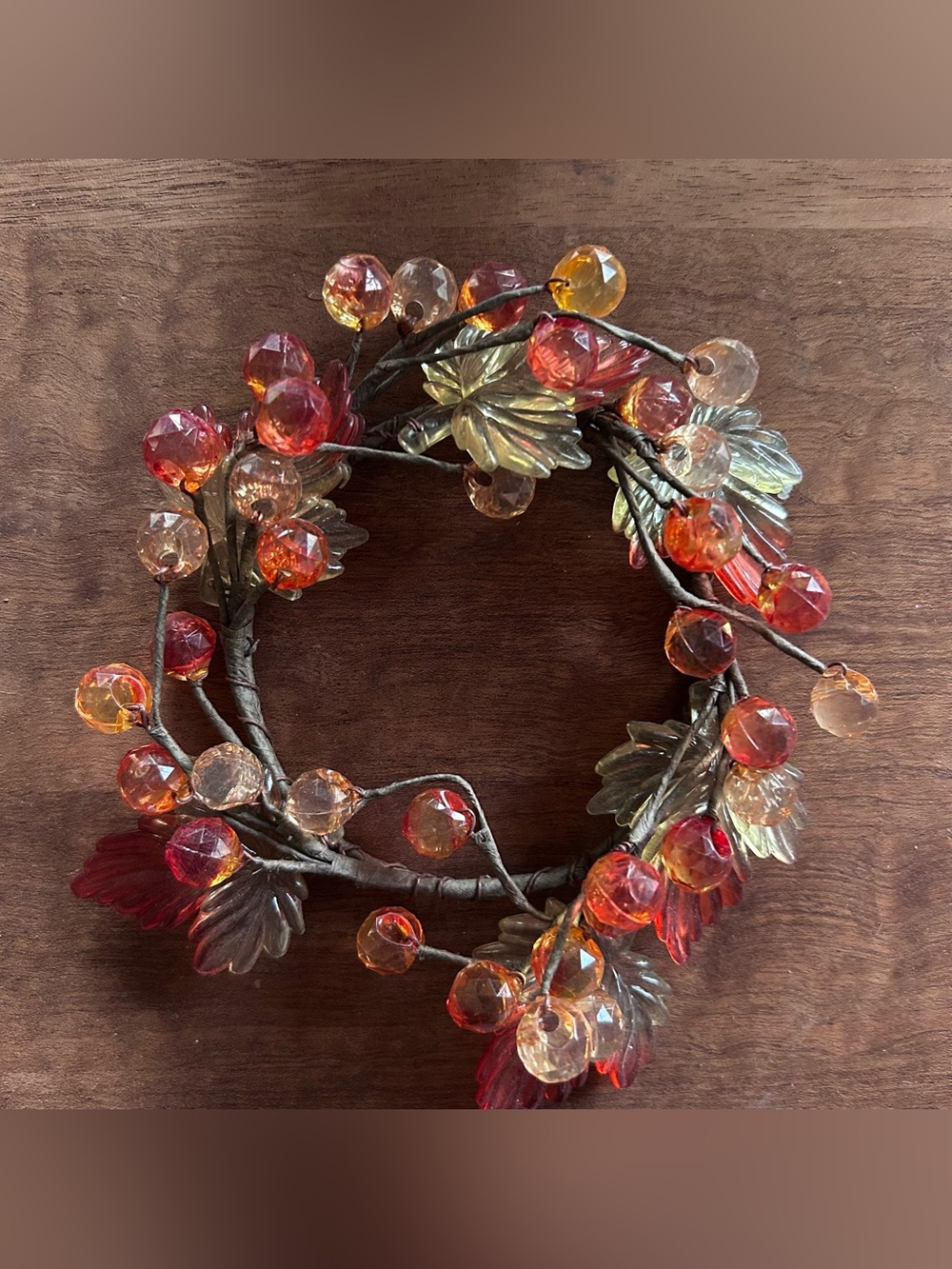 🍁 Autumn Berry and Leaf Candle Wreath (small)